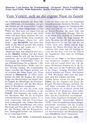 3. Selbsthilfe-Kalender der Dorn-Therapie 2005