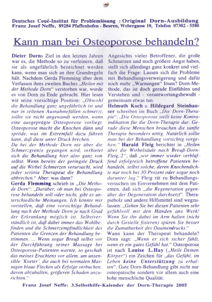 3. Selbsthilfe-Kalender der Dorn-Therapie 2005